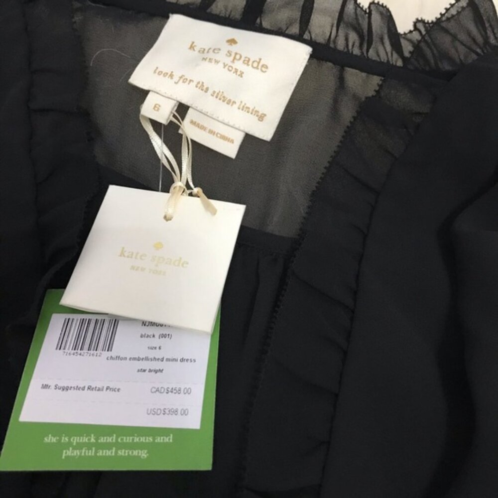Kate Spade Chiffon Embellished Mini Dress - Picture 2 of 8